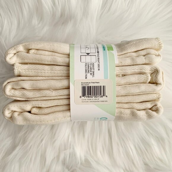 NWT Econobum - 3 cotton prefolds One Size 8-35 lbs (missing diaper cover) - Picture 4 of 4